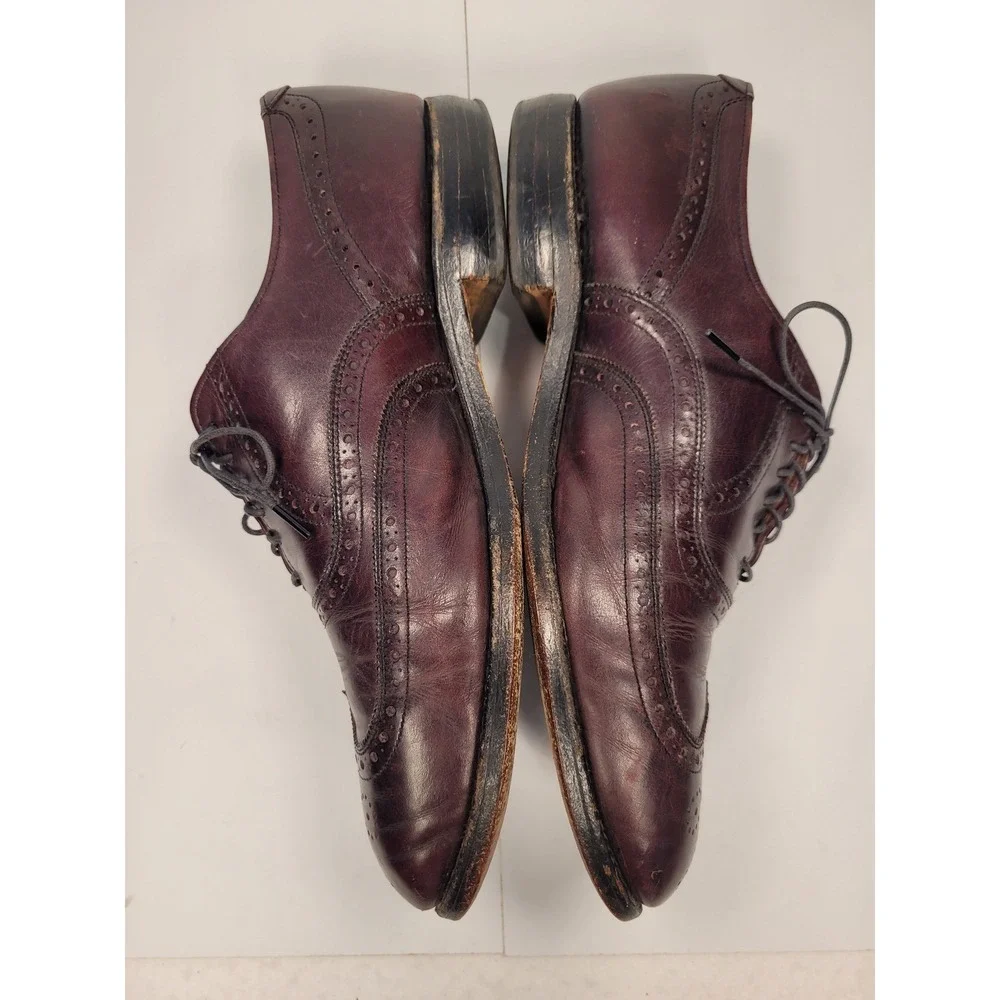 Allen Edmonds McAllister Mens Burgundy Leather Wingtip Oxford Dress Shoes 10.5 B